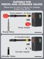 Mini Bike Tire Air Pump: Fast Inflate Portable Small Bicycle Electric Pump for Presta and Schrader Valves, 120 Psi High Pressure Pump with Digital Gauge for Road Bike, Mountain Bike, E-Bike - Image 6