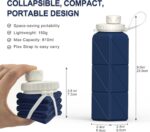 Collapsible Water Bottles 20.6oz 2 Pack, Silicone Foldable Portable Water Bottle, Lightweight Reusable Leakproof for Travel Camping Hiking Cycling Yoga Sports Outdoor (Blue+DarkBlue) - Image 4