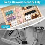 12 PCS Drawer Organizer Set, 4 Sizes Storage Drawer Units, Clear Plastic Makeup Vanity Organizer and Storage Bins for Makeup, Stationeries, Multiple Gadgets for Bathroom, Office, Bedroom - Image 5