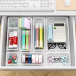 12 PCS Drawer Organizer Set, 4 Sizes Storage Drawer Units, Clear Plastic Makeup Vanity Organizer and Storage Bins for Makeup, Stationeries, Multiple Gadgets for Bathroom, Office, Bedroom - Image 7