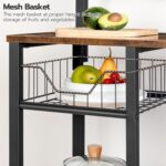 HOOBRO Bakers Rack with Power Outlet, 35.4 Inches Coffee Bar with Mesh Basket, Microwave Stand with 4 S-Shaped Hooks, Kitchen Bakers Rack with Storage, Easy to Assemble, Rustic Brown BF05HB01 - Image 7