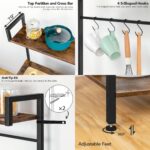 HOOBRO Bakers Rack with Power Outlet, 35.4 Inches Coffee Bar with Mesh Basket, Microwave Stand with 4 S-Shaped Hooks, Kitchen Bakers Rack with Storage, Easy to Assemble, Rustic Brown BF05HB01 - Image 8