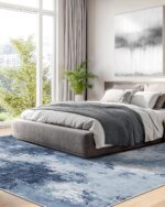 Amada 9x12 Large Area Rugs, Modern Living Room Rugs with Non-Slip Backing & Short Pile, Washable Rug with Abstract Pattern for Living Room, Bedroom and Dinning Room, Dark Blue - Image 4