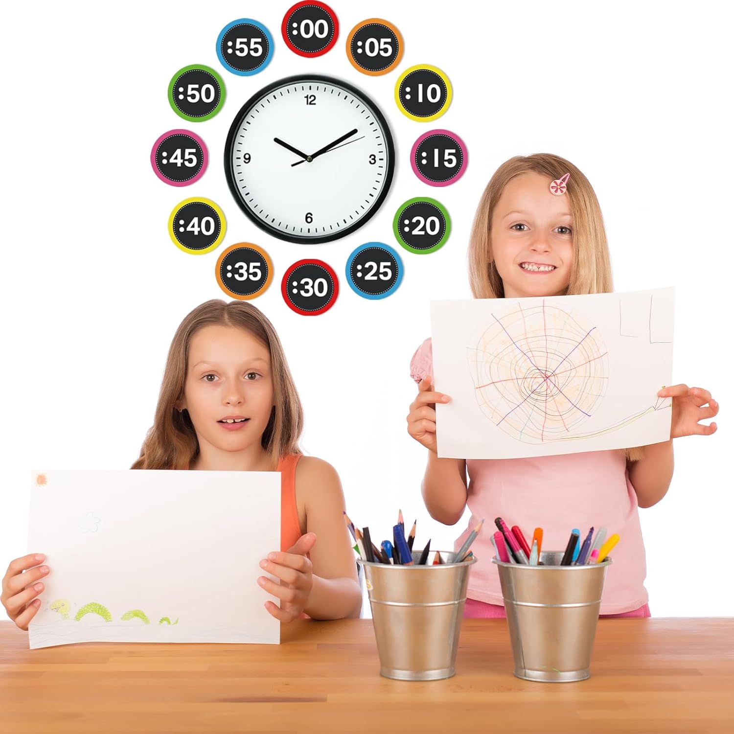 Colorful Clock Numbers Bulletin Board Kit Analog Clock for Kids Learning Classroom Clock for Back to School Elementary Classroom Decorations Teacher Supplies - Image 6