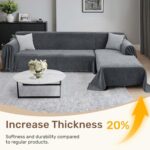 Sectional Couch Covers, 2 Pieces Washable L Shaped Couch Covers Sofa Blanket for Dogs Pet Friendly Sectional Sofa Slipcovers Furniture Protector,71"x 118"+ 71"x 118",(XX-Large,Dark Gray) - Image 4