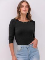 ANRABESS Womens 3/4 Long Sleeve Tops Ribbed Knit Slim Fitted Shirts Basic Tee Fall Outfits 2025 Fashion Y2K Clothes - Image 3