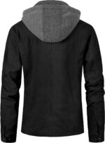 Pursky Men's Canvas Cotton Military Casual Field Jacket Outerwear With Removable Hood - Image 4