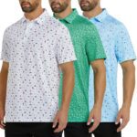 Mens Polo Shirts 3 Pack Fashion Print Mens Golf Shirt Short Sleeve Moisture Wicking Dry Fit Golf Shirts for Men - Image 3