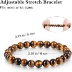 Tigers Eye Bracelet for Men, Natural Crystal Chakra Bracelet for Positive Energy Ease Anxiety, Spiritual Crystal Jewelry 8mm Round Bead Protection Stones Jewelry Gifts for Women Men - Image 9