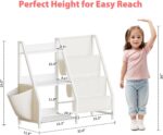 LATIBELL 3 Tier Kids Bookshelf and Toy Storage, Kids Book Sling Shelf, Montessori Baby Toddler Bookshelf for Kids, Kids Bookcase, Toy Storage Organizer, for Playroom, Bedroom, Nursery (White) - Image 3