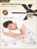48 Inch Crystal Chandelier Fan with 22w LED, Fandelier Ceiling Fan with Light, Dimmable, 3CCT, 6-Speeds, Quiet DC Motor, Ceiling Fan Chandeliers, Modern Ceiling Fans for Bedroom, Living Room - Image 5