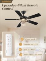48 Inch Crystal Chandelier Fan with 22w LED, Fandelier Ceiling Fan with Light, Dimmable, 3CCT, 6-Speeds, Quiet DC Motor, Ceiling Fan Chandeliers, Modern Ceiling Fans for Bedroom, Living Room - Image 6