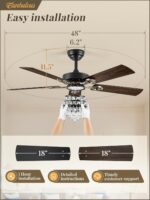 48 Inch Crystal Chandelier Fan with 22w LED, Fandelier Ceiling Fan with Light, Dimmable, 3CCT, 6-Speeds, Quiet DC Motor, Ceiling Fan Chandeliers, Modern Ceiling Fans for Bedroom, Living Room - Image 7