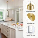 Pendant Lights Kitchen Island 3 Pack, 6500K Modern Kitchen Island Lights Ceiling Lighting Fixtures with Crystal Bubble, Integrated LED Cold White Hanging Light Dining Room Light Brushed Gold - Image 7