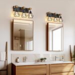 Farmhouse Vanity Light for Bathroom, 3-Light Wood Bathroom Vanity Light Fixtures Over Mirror, Rustic Sconces Wall Lighting with Metal Lampshade for Living Room, Bedroom, Hallway - Image 6