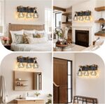 Farmhouse Vanity Light for Bathroom, 3-Light Wood Bathroom Vanity Light Fixtures Over Mirror, Rustic Sconces Wall Lighting with Metal Lampshade for Living Room, Bedroom, Hallway - Image 8