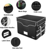 DocSafe Fireproof Document Box with Lock, File Storage Organizer with Mesh Pockets, Collapsible Portable File Box Home Office Safe Filing Cabinet with Handle for Hanging Letter/Legal Folder, Black - Image 5