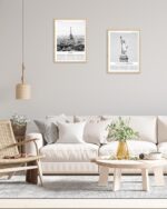 HesenDot Natural OAK Wood Framed City Wall Art,12x16in Paris Canvas Wall Print Poster,Black and White Modern Urban Landmark Wall Decor for Living Room Bedroom Office Gallery,Set of 1 - Image 6