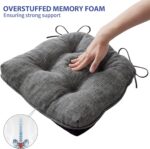 Chair Cushions for Dining Chairs Set of 4, Kitchen Chair Cushions, Chair Pads with Ties and Non Slip Backing, Tufted Memory Foam Seat Cushion 4 Pack, 15.5" x 15.5" x 4", Dark Gray - Image 5