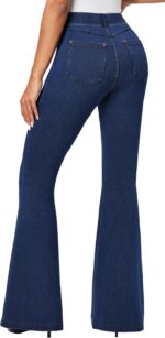 IUGA Bell Bottom Jeans for Women High Waisted Stretchy Pull On Flare Jeans Wide Leg Leggings Tummy Control Flare Pants - Image 3