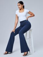 IUGA Bell Bottom Jeans for Women High Waisted Stretchy Pull On Flare Jeans Wide Leg Leggings Tummy Control Flare Pants - Image 4