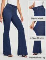 IUGA Bell Bottom Jeans for Women High Waisted Stretchy Pull On Flare Jeans Wide Leg Leggings Tummy Control Flare Pants - Image 6