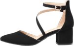 DREAM PAIRS Women's Closed Pointed Toe Low Chunky Heels Pumps Ankle Strap Wedding Business Dressy Shoes - Image 3
