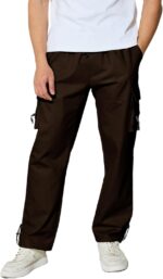 Men's Cargo Pants with Pockets Cotton Outdoor Elastic Waist Hiking Pants Casual Baggy Jogger Sweatpants - Image 3