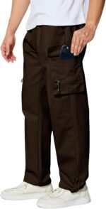 Men's Cargo Pants with Pockets Cotton Outdoor Elastic Waist Hiking Pants Casual Baggy Jogger Sweatpants - Image 6