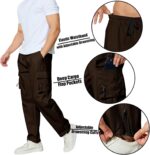 Men's Cargo Pants with Pockets Cotton Outdoor Elastic Waist Hiking Pants Casual Baggy Jogger Sweatpants - Image 7