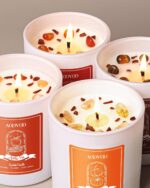 AOOVOO Fall Candles Set for Women - 4 Pack Candles for Home Scented, Aromatherapy Candle with Crystals Inside, 28 oz 200 Hour Long Lasting, Autumn Fragrance of Apple Pie/Cinnamon/Pumpkin/Nutmeg Beans - Image 4
