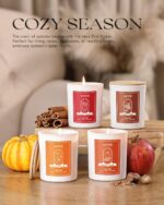 AOOVOO Fall Candles Set for Women - 4 Pack Candles for Home Scented, Aromatherapy Candle with Crystals Inside, 28 oz 200 Hour Long Lasting, Autumn Fragrance of Apple Pie/Cinnamon/Pumpkin/Nutmeg Beans - Image 6