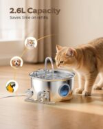 Cat Water Fountain Stainless Steel: Cat Fountain for Drinking - 88oz/2.6L Pet Water Fountain for Cats Indoor - Quiet Cats Water Bowl Dispenser - Pets Feeding & Watering Supplies - for Small Animals - Image 3