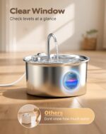 Cat Water Fountain Stainless Steel: Cat Fountain for Drinking - 88oz/2.6L Pet Water Fountain for Cats Indoor - Quiet Cats Water Bowl Dispenser - Pets Feeding & Watering Supplies - for Small Animals - Image 6