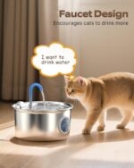 Cat Water Fountain Stainless Steel: Cat Fountain for Drinking - 88oz/2.6L Pet Water Fountain for Cats Indoor - Quiet Cats Water Bowl Dispenser - Pets Feeding & Watering Supplies - for Small Animals - Image 8
