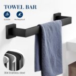 7-Pieces Towel Racks for Bathroom, SUS304 Matte Black Bathroom Accessory Set, Stainless Steel Black Bathroom Accessories, Stainless Steel Wall Mounted, Bath Towel Bar Set - Image 3