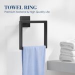 7-Pieces Towel Racks for Bathroom, SUS304 Matte Black Bathroom Accessory Set, Stainless Steel Black Bathroom Accessories, Stainless Steel Wall Mounted, Bath Towel Bar Set - Image 4