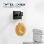 7-Pieces Towel Racks for Bathroom, SUS304 Matte Black Bathroom Accessory Set, Stainless Steel Black Bathroom Accessories, Stainless Steel Wall Mounted, Bath Towel Bar Set - Image 6