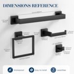 7-Pieces Towel Racks for Bathroom, SUS304 Matte Black Bathroom Accessory Set, Stainless Steel Black Bathroom Accessories, Stainless Steel Wall Mounted, Bath Towel Bar Set - Image 8