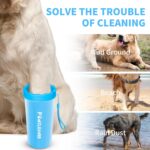 Comotech Dog Paw Cleaner with Bath Brush & Absorbent Towels - Adjustable Ring Handle for Long and Short-Haired Dogs (Large, Blue) - Image 3