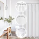 Gibelle Extra Long Boho Farmhouse Shower Curtain, Linen Cotton Fabric Shower Curtain with Macrame Lace Decor, Modern Bohemian French Country Chic Shower Curtain Set with PEVA Liner 72x84 - White - Image 3