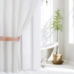 Gibelle Extra Long Boho Farmhouse Shower Curtain, Linen Cotton Fabric Shower Curtain with Macrame Lace Decor, Modern Bohemian French Country Chic Shower Curtain Set with PEVA Liner 72x84 - White - Image 4