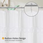 Gibelle Extra Long Boho Farmhouse Shower Curtain, Linen Cotton Fabric Shower Curtain with Macrame Lace Decor, Modern Bohemian French Country Chic Shower Curtain Set with PEVA Liner 72x84 - White - Image 6