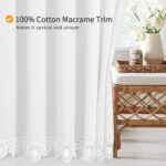 Gibelle Extra Long Boho Farmhouse Shower Curtain, Linen Cotton Fabric Shower Curtain with Macrame Lace Decor, Modern Bohemian French Country Chic Shower Curtain Set with PEVA Liner 72x84 - White - Image 7