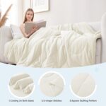 Cooling Comforter Full/Queen Size, All Season Blanket for Hot Sleepers, Lightweight Comforter for Night Sweats, Double-Sided Cooling Bedding for Bed, Sofa, Office, Camping (Beige,90"*90") - Image 7