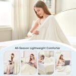 Cooling Comforter Full/Queen Size, All Season Blanket for Hot Sleepers, Lightweight Comforter for Night Sweats, Double-Sided Cooling Bedding for Bed, Sofa, Office, Camping (Beige,90"*90") - Image 8