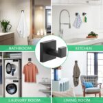 Heavy Duty Stainless Steel Towel Hooks, Wall Mounted Square Robe Hooks for Bathroom, Kitchen, Bedroom, Hotel Matte Black 2 Pack - Image 6