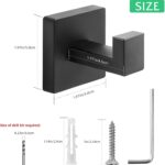 Heavy Duty Stainless Steel Towel Hooks, Wall Mounted Square Robe Hooks for Bathroom, Kitchen, Bedroom, Hotel Matte Black 2 Pack - Image 7