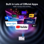 【Netflix Officially】NISOO Smart Projector with WiFi and Bluetooth, Mini Movie Projector with Apps Built-in, 1080P Outdoor Projector for Phone/PC/HDMI/USB, Two-way Bluetooth, 50% Zoom - Image 4