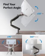 HUANUO Heavy Duty Monitor Arm for Ultrawide Screens up to 49", Holds 40 lbs,Aluminum Ultrawide Screen Desk Mount,Fully Adjustable Single Monitor Mount with C-clamp, Grommet Base, Max VESA 100x100 - Image 4